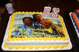 Grandparents' surprise anniversary cake